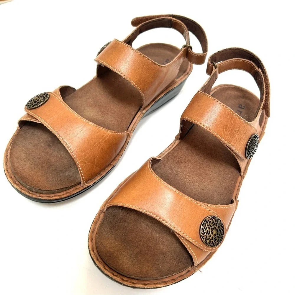 Aravon Leather Candance Comfort Sandals by New Balance Tan Brown, Size 10